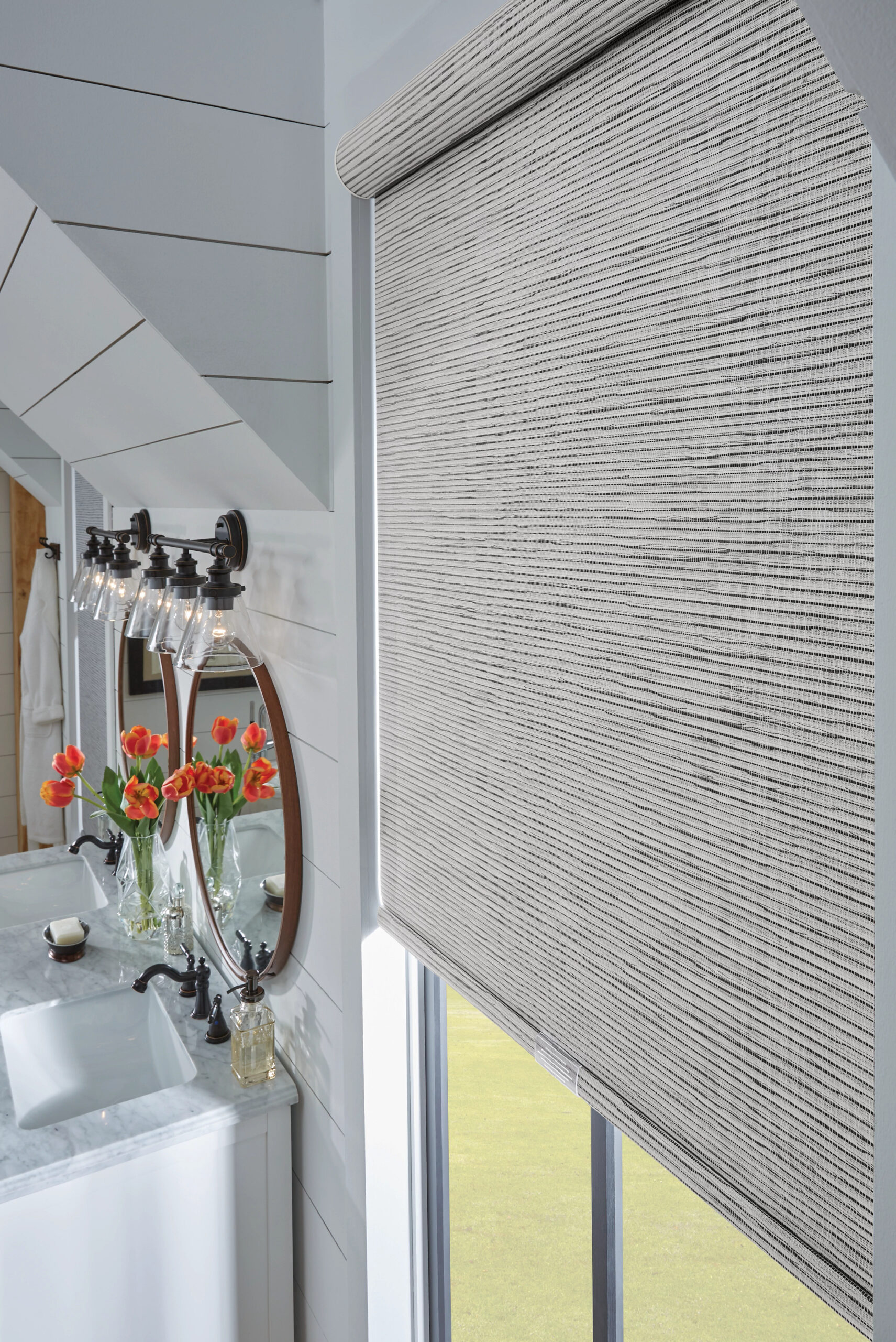 Roller Shades Textured In Bathroom